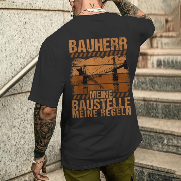 Bauherr Meine Bausite Meine Rules T-Shirt mit Rückendruck Geschenke für Ihn