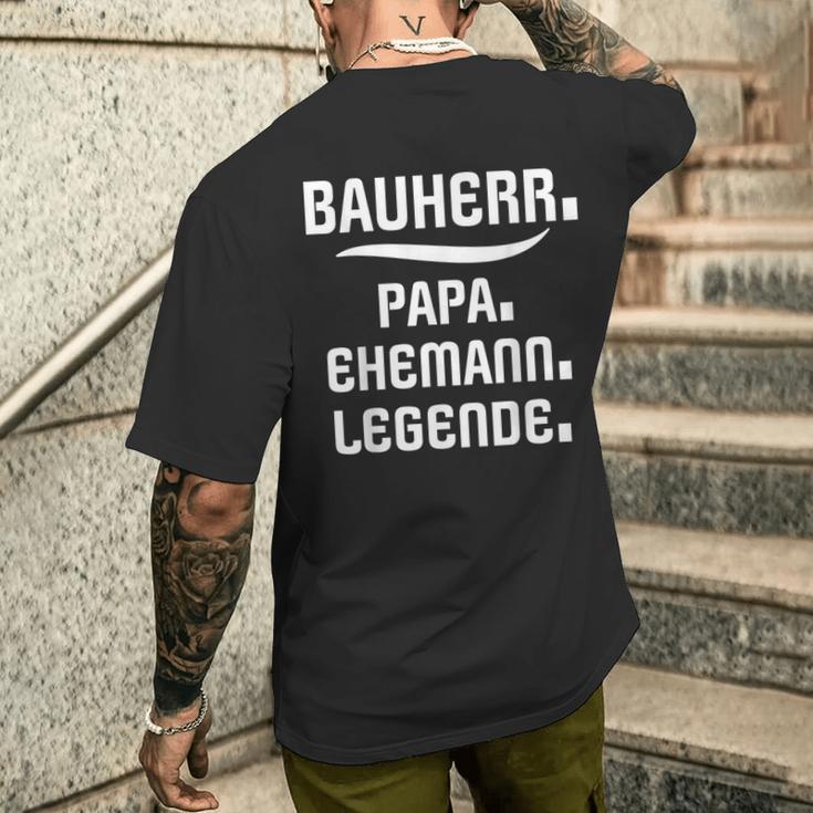 Bauherr Papa Slogan Richtfestfest Ehemann Bauherr T-Shirt mit Rückendruck Geschenke für Ihn