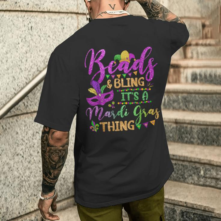 Beads And Bling Its A Mardi Gras Thing Fun Colorful Men's T-shirt Back Print Gifts for Him
