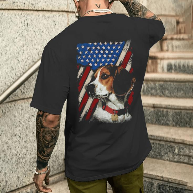 Beagle American Flag Bandana Patriotic 4Th Of July Men's T-shirt Back Print Gifts for Him