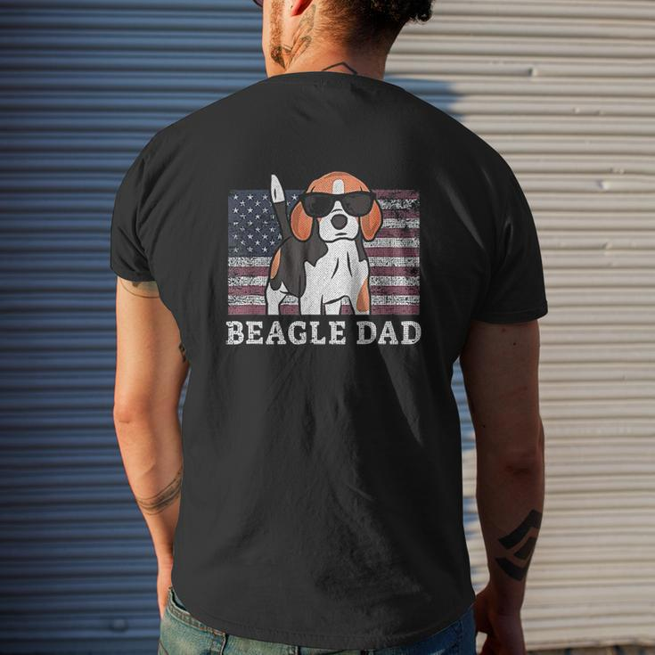 Beagle Dad American Flag Mens Back Print T-shirt Gifts for Him