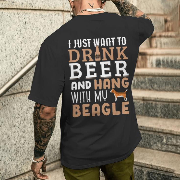 Beagle Dad Father's Day Dog Lover Beer Men's T-shirt Back Print Gifts for Him