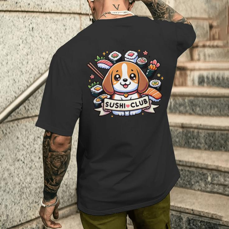 Beagle Fantasie Sushi Club Dog T-Shirt mit Rückendruck Geschenke für Ihn