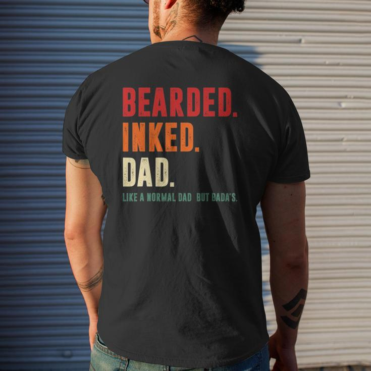 Bearded Inked Dad Like Normal Dad Grandparents Day Mens Back Print T-shirt Gifts for Him
