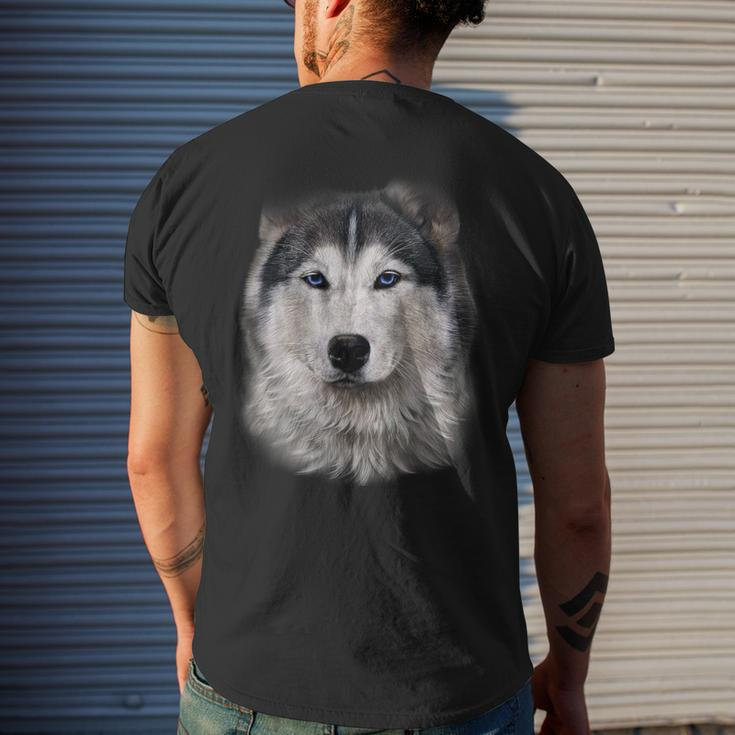 Beautiful Siberian Husky Dog Face Men's T-shirt Back Print Funny Gifts