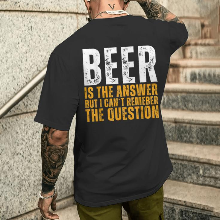 Beer Is The Answer Graphic Beer Men's T-shirt Back Print Gifts for Him