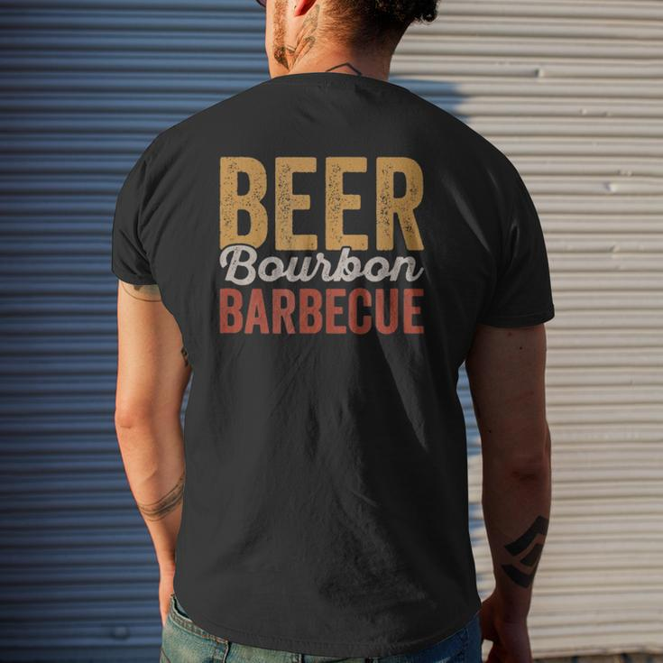 Beer Bourbon Bbq For Backyard Barbecue Grilling Dad Mens Back Print T-shirt Gifts for Him