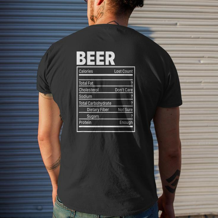 Beer Nutritional Ingredients Thanksgiving For Dad Mens Back Print T-shirt Gifts for Him