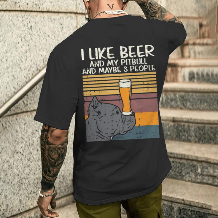 Beer Pitbull 3 People Drinking Pitties Dog Lover Owner Gif Men's T-shirt Back Print Gifts for Him