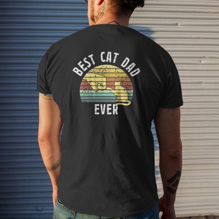 Best Cat Dad Ever Father's Day Retro Sun Cats Lovers Mens Back Print T-shirt Gifts for Him
