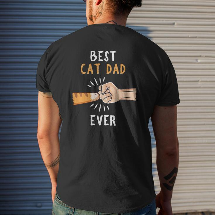 Best Cat Dad Ever Paw Fist Bump Mens Back Print T-shirt Gifts for Him