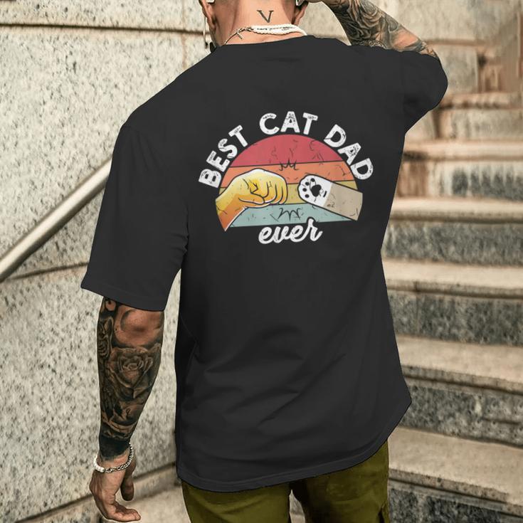 Best Cat Dad Ever Retro Kitten Cat Dad T-Shirt mit Rückendruck Geschenke für Ihn