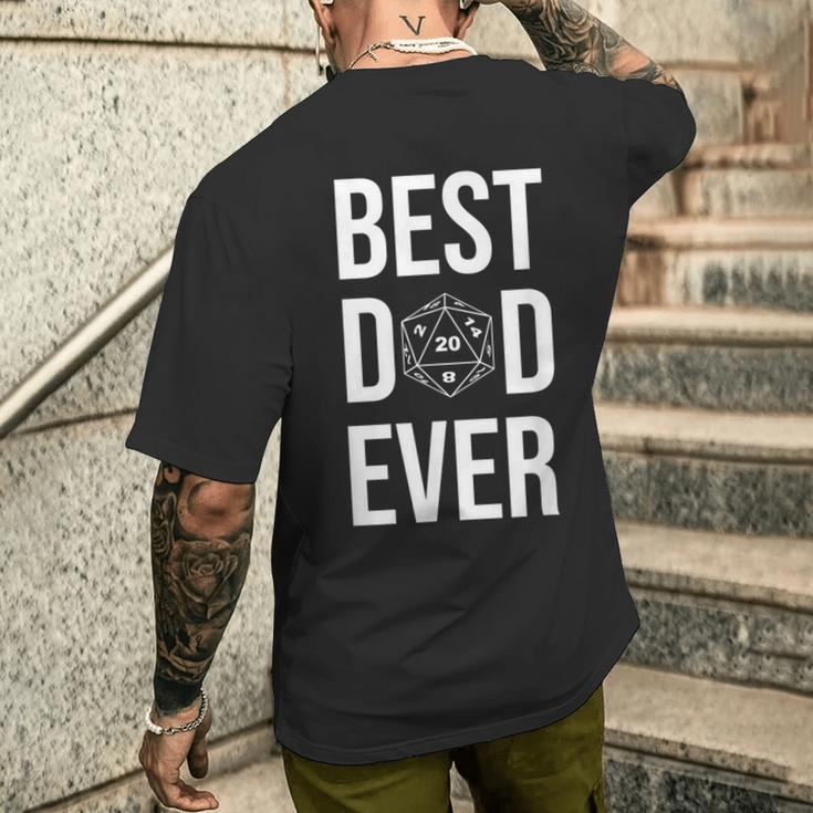 Best Dad Ever D20 Dice Rpg Role Playing Board Game Mens Back Print T-shirt Gifts for Him