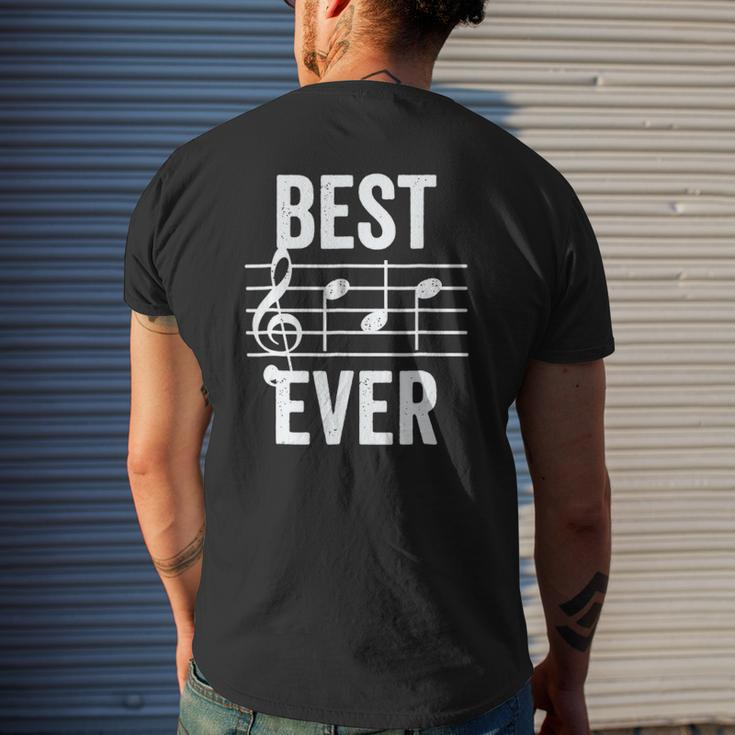 Best Dad Ever Music Note Bold Condensed Dark Mens Back Print T-shirt Gifts for Him