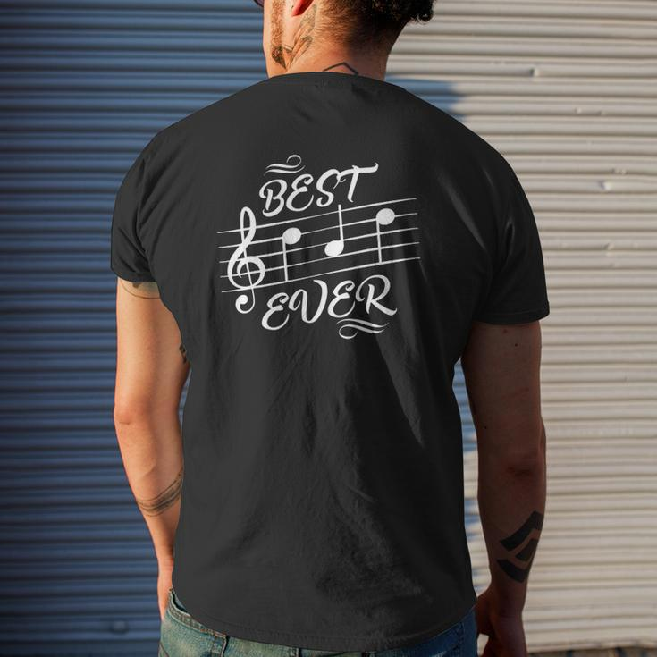 Best Dad Ever Music Notes Musician Fathers Day Mens Back Print T-shirt Gifts for Him