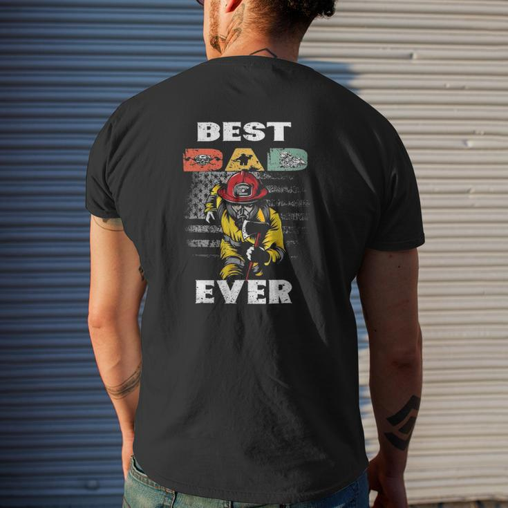 Best Firefighter Dad Ever American Flag Freaking Father Day Mens Back Print T-shirt Gifts for Him