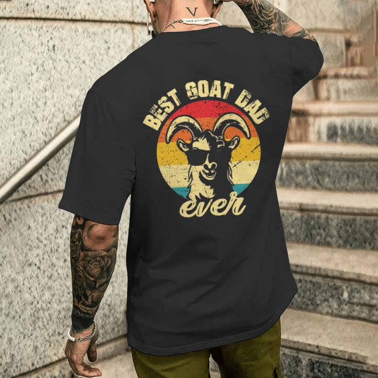 Best Goat Dad Ever Face Retro Vintage Sunset Men's T-shirt Back Print Gifts for Him