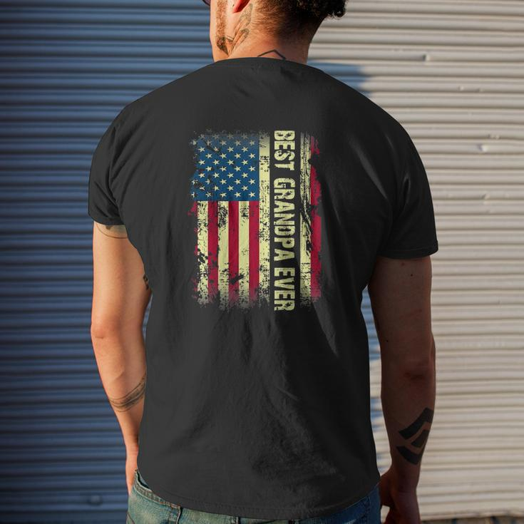 Best Grandpa Ever Vintage American Flag Fathers Day Tee Mens Back Print T-shirt Gifts for Him