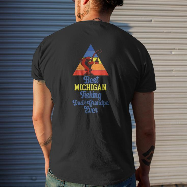 Best Michigan Fishing Dad And Grandpa Ever Fishing Michigan Mens Back Print T-shirt Gifts for Him