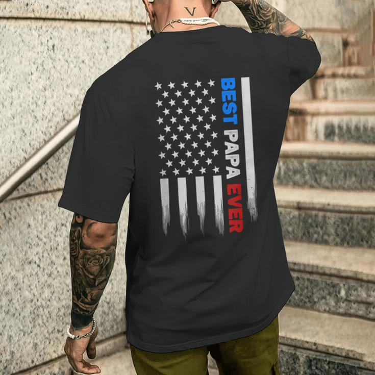 Best Papa Ever American Flag Usa Father's Day Men's T-shirt Back Print Gifts for Him