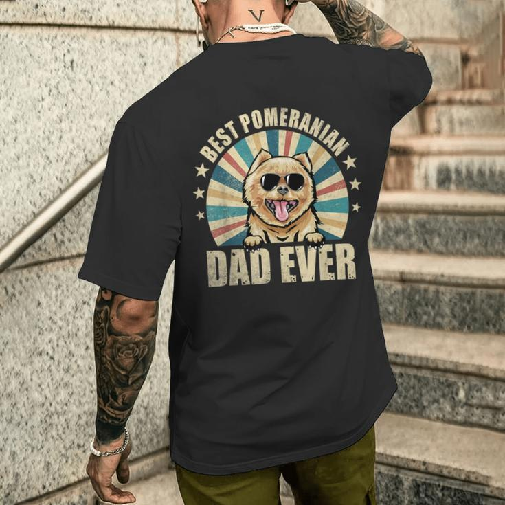 Best Pomeranian Dad Ever Vintage Dog Lover T-Shirt mit Rückendruck Geschenke für Ihn