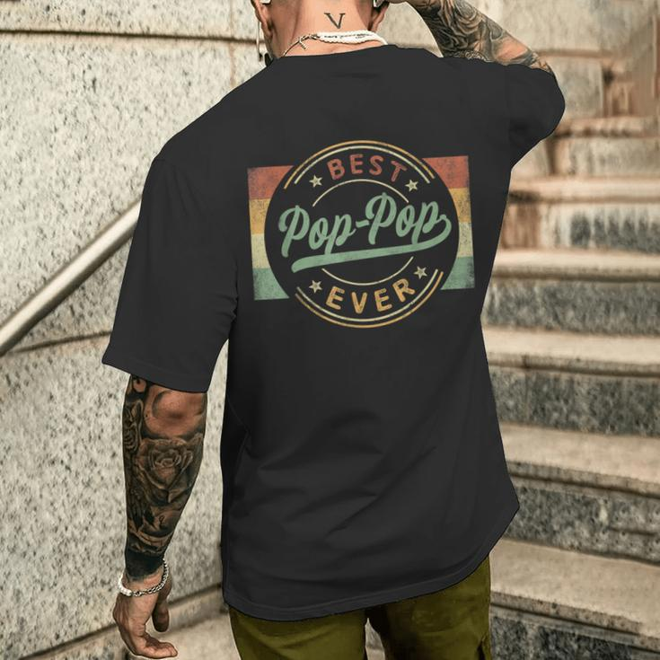 Best Pop-Pop Ever Emblem Father's Day Poppop Grandpa Men's T-shirt Back Print Gifts for Him