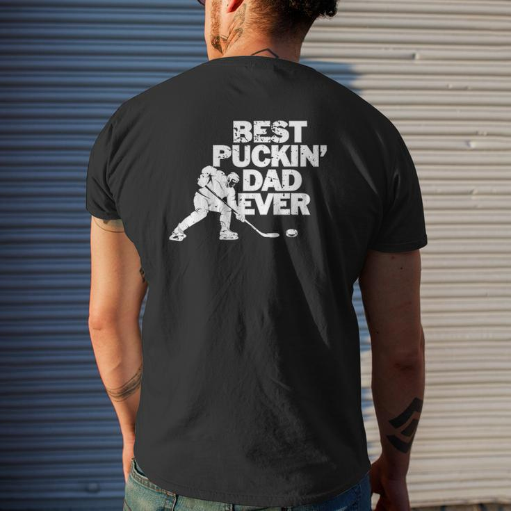 Best Puckin's Dad Ever Cool Ice Hockey For Father Mens Back Print T-shirt Gifts for Him