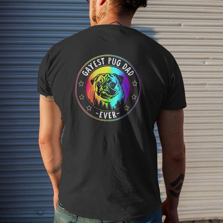 Best Pug Dad Ever Lgbt Gay Pride Flag Dog Lover Ally Mens Back Print T-shirt Gifts for Him