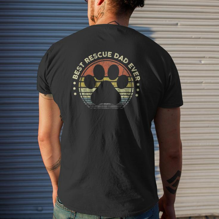 Best Rescue Dad Ever Vintage Retro Mens Dog Cat Lover Mens Back Print T-shirt Gifts for Him