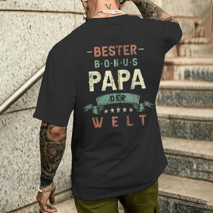 Bester Bonus Papa Der Welt Step Dad Retrointage Look Hooded Jacket T-Shirt mit Rückendruck Geschenke für Ihn