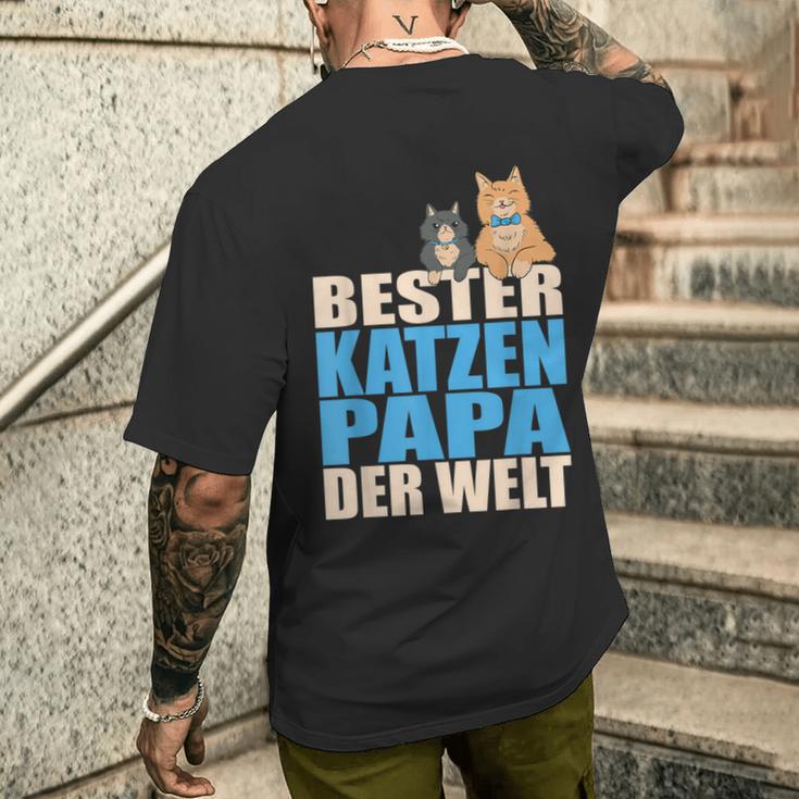 With Bester Katzenpapa Der Welt T-Shirt mit Rückendruck Geschenke für Ihn