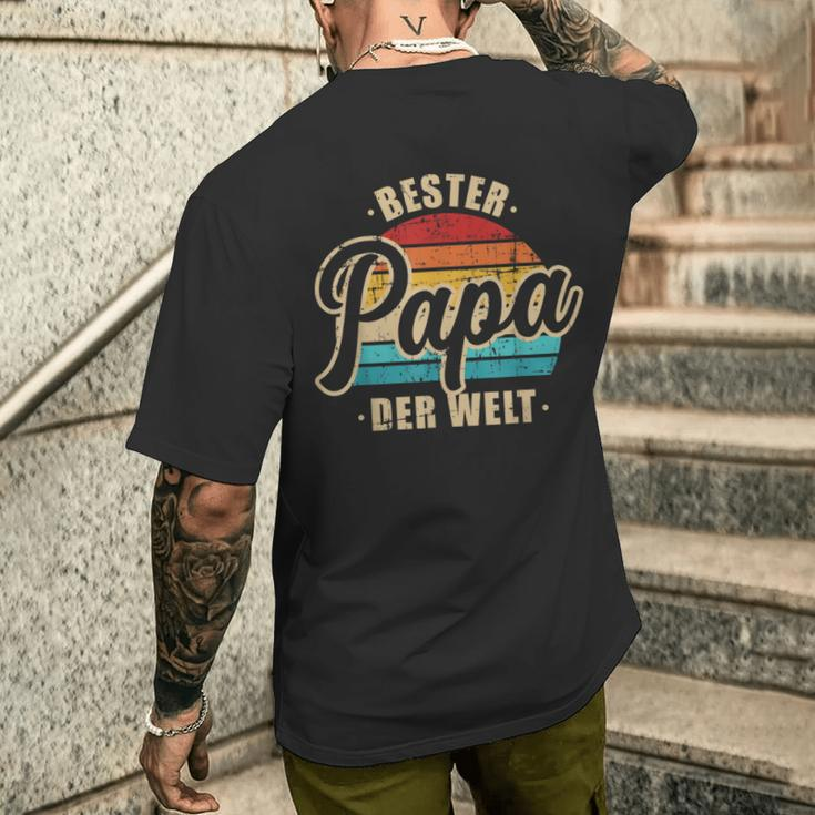 Bester Papa Vater Der Welt Vintage Retro Father's Day S T-Shirt mit Rückendruck Geschenke für Ihn
