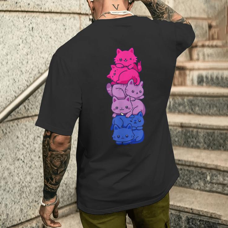 Bi Pride Cat Lgbt Bisexual Flag Cute Kawaii Cat T-Shirt mit Rückendruck Geschenke für Ihn