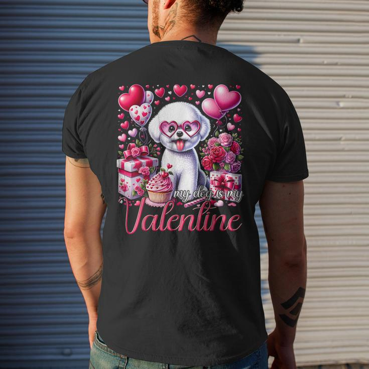 My Bichon Frise Is My Valentine Dogs Lovers Bichon Men's T-shirt Back Print Gifts for Him