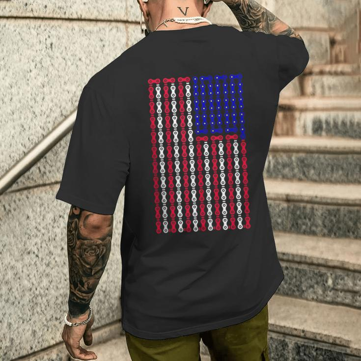 Bicycle Chain American Flag For Cyclists Bmx Bikers Men's T-shirt Back Print Funny Gifts