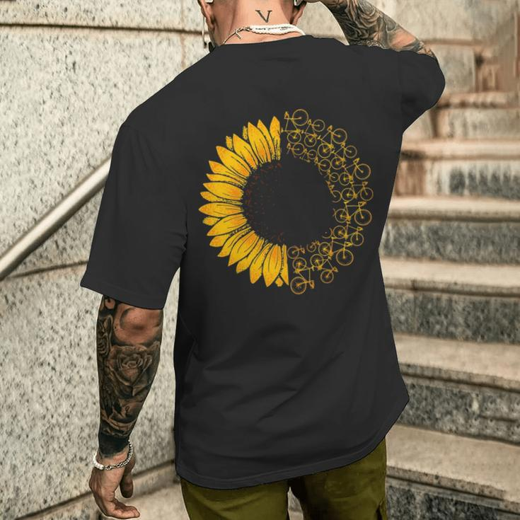 Bicycle Sunflower Bike Lover Biking Cycle Men's T-shirt Back Print Gifts for Him