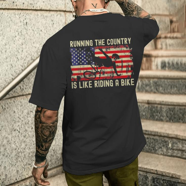 Biden Bike Bicycle Running The Country Is Like Riding A Bike Men's T-shirt Back Print Gifts for Him