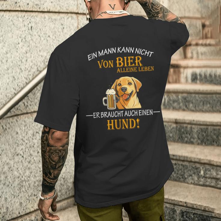 Bier Und Coole Hunde Lustiger Spruch Papa Labrador Gassi T-Shirt mit Rückendruck Geschenke für Ihn