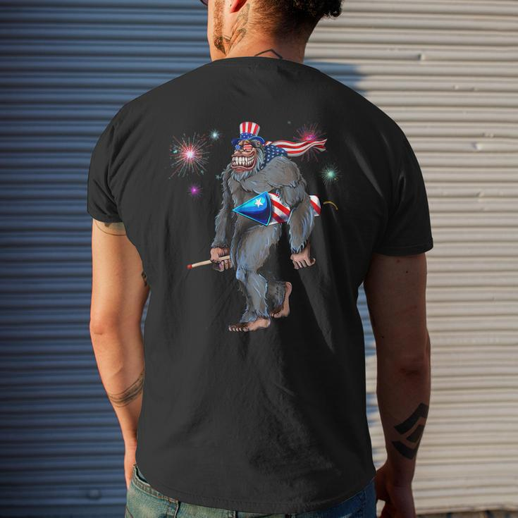 Bigfoot Sasquatch 4Th Of July American Usa Flag Fireworks Mens Back Print T-shirt Gifts for Him