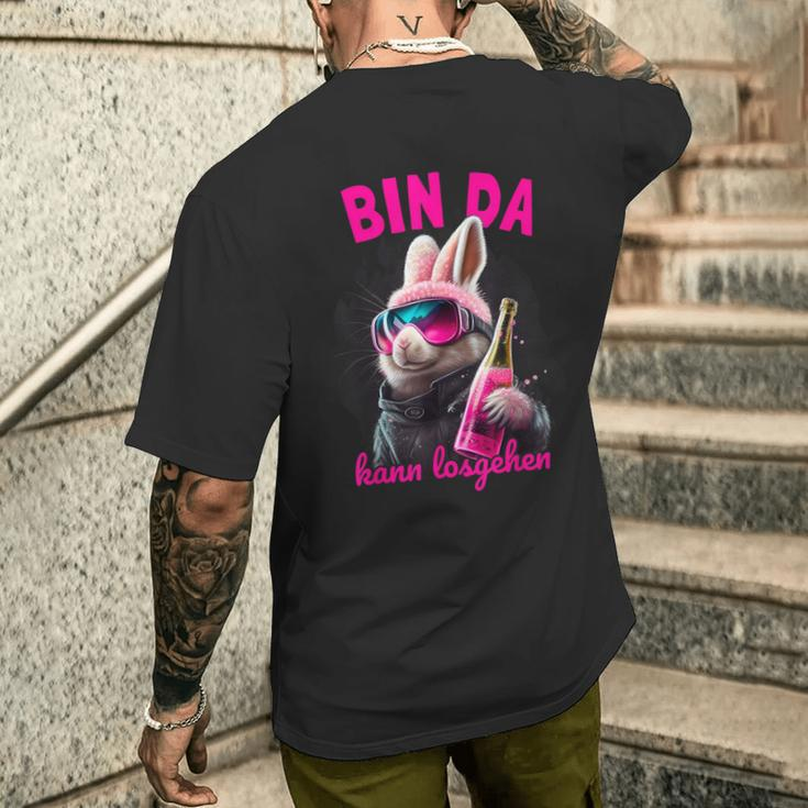 Bin Da Kann Losgehen Bunny Party T-Shirt mit Rückendruck Geschenke für Ihn