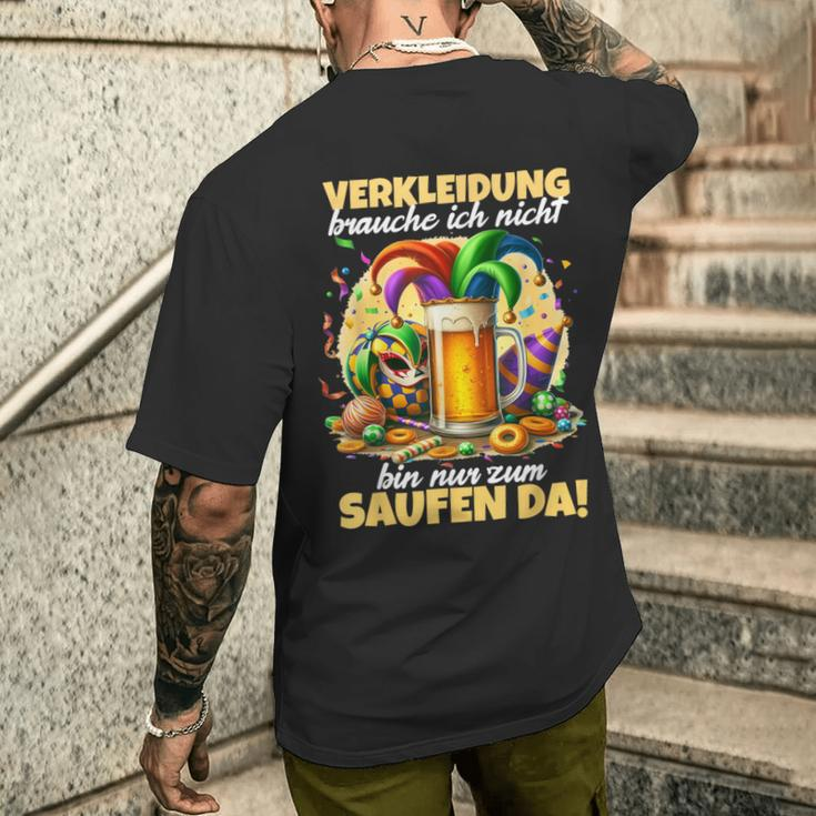 Bin Nur Zum Saufen Da Karne German Language T-Shirt mit Rückendruck Geschenke für Ihn