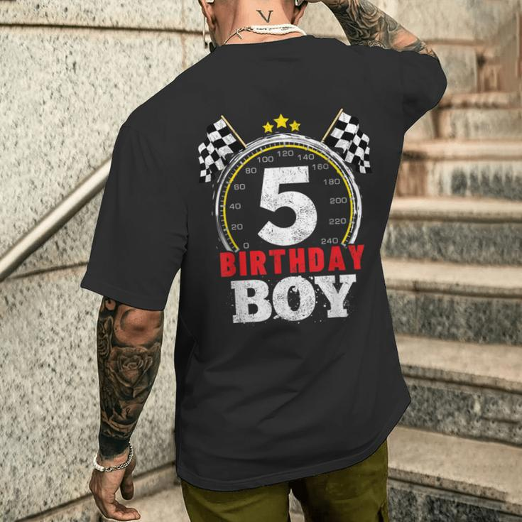 Birthday Boy 5Th Race Car 5 Year Old Racing Men's T-shirt Back Print Gifts for Him