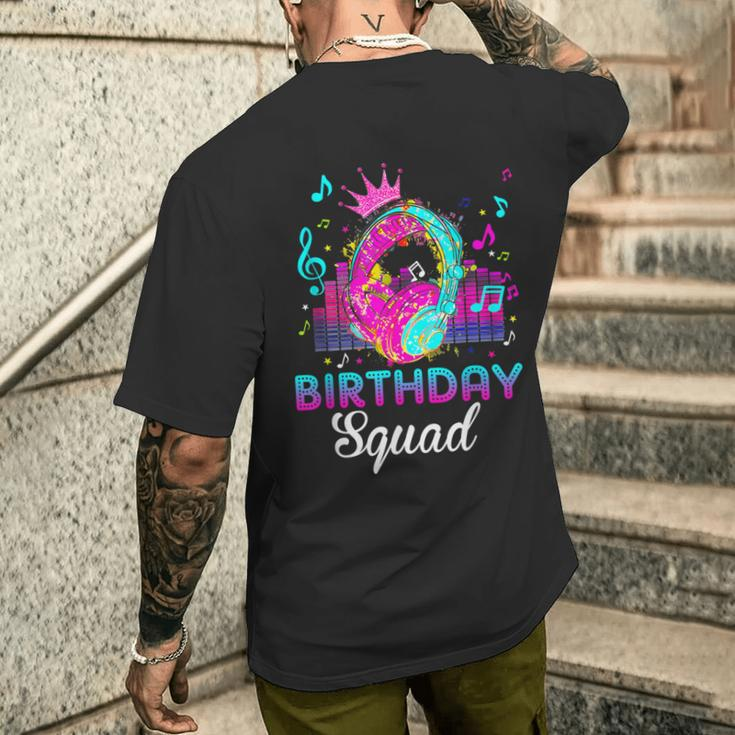 Birthday Squad Bday Princess Rockstars Theme Music Party Men's T-shirt Back Print Gifts for Him