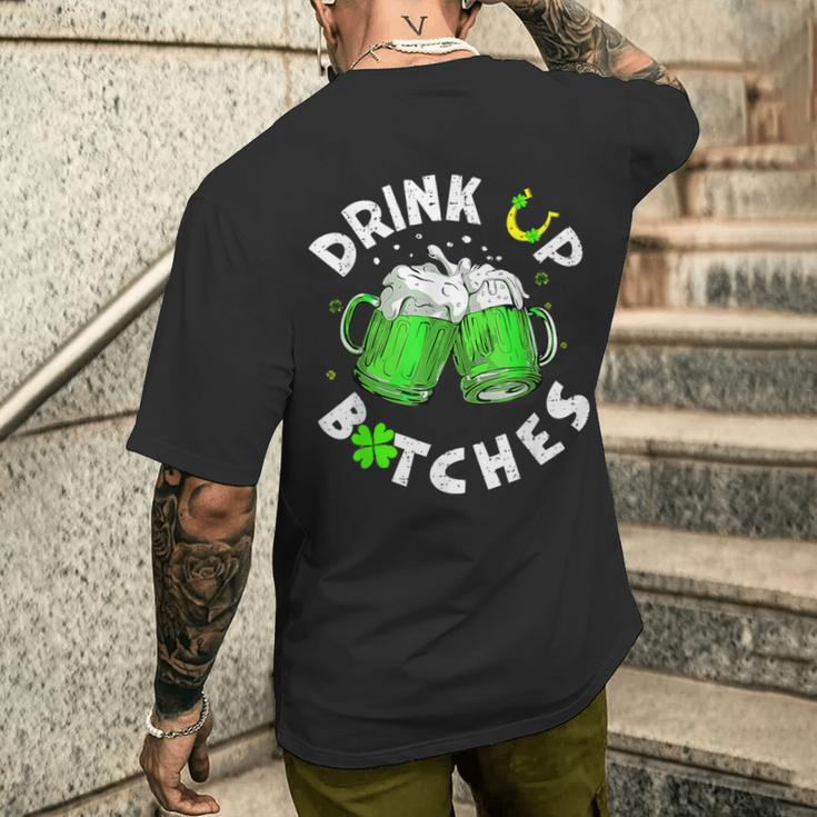 Bitches Drink Up St Patrick's Day Beer Lover Womens Men's T-shirt Back Print Gifts for Him