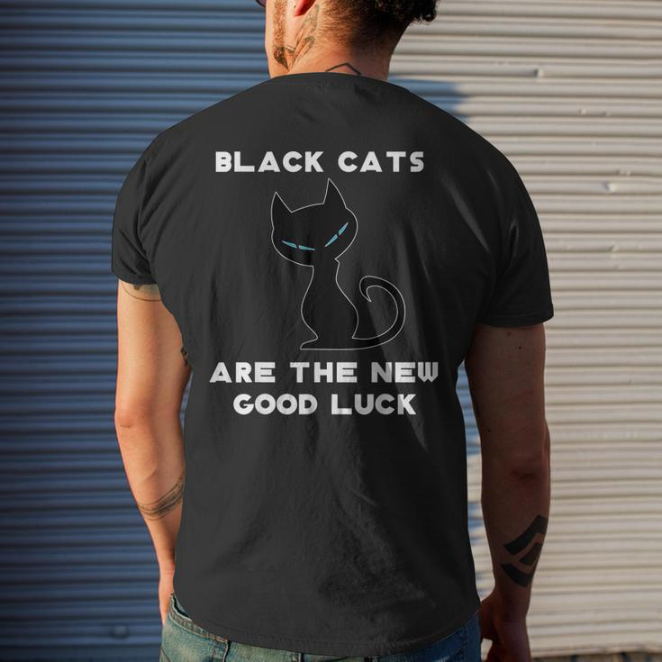Black Cat Good Luck Graphic Lucky Black Cat Mens Back Print T-shirt Gifts for Him