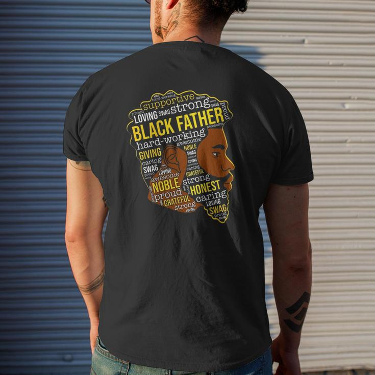 Black Father Father's Day Natural Hair Word Cloud Mens Back Print T-shirt Gifts for Him