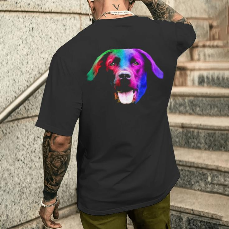 Black Labrador Multicolor Portrait Men's T-shirt Back Print Gifts for Him