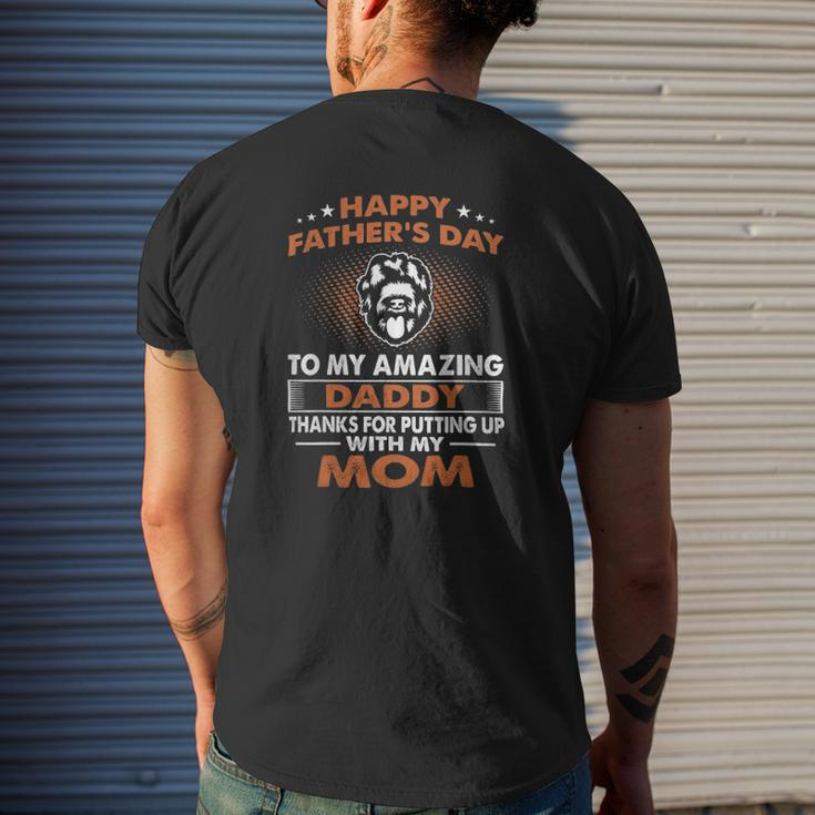 Black Russian Terrier Dog Dad Happy Father's Day Mens Back Print T-shirt Gifts for Him