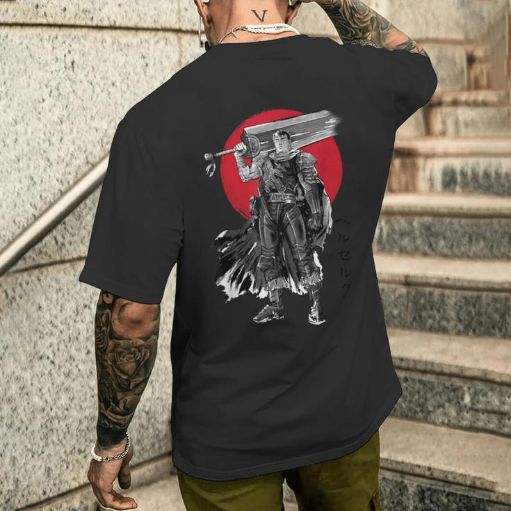 Black Swordsman Sumi E Men's T-shirt Back Print Gifts for Him