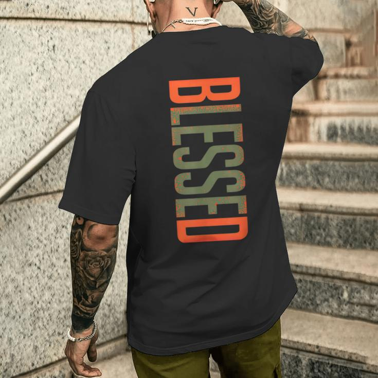 Blessed Olive Army Solar Orange Color Match Men's T-shirt Back Print Gifts for Him